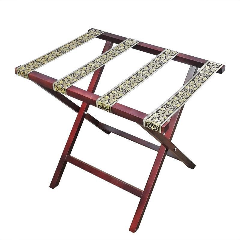 Koyu Kırmızı Maun Masif Ahşap Düz Ayaklı Valiz Sehpası - 61x44x51 cm - 186870