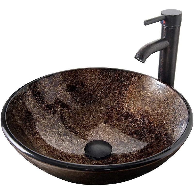 Krem Ahşap Aynalı Çekmeceli Cam Çanak Lavabolu Banyo Dolabı - 61 cm - 201196