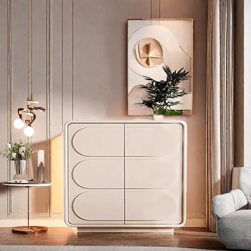 Krem Ahşap Kapaklı 15 Çift Kapasiteli Ayakkabılık - 100x40x90 cm - 227144