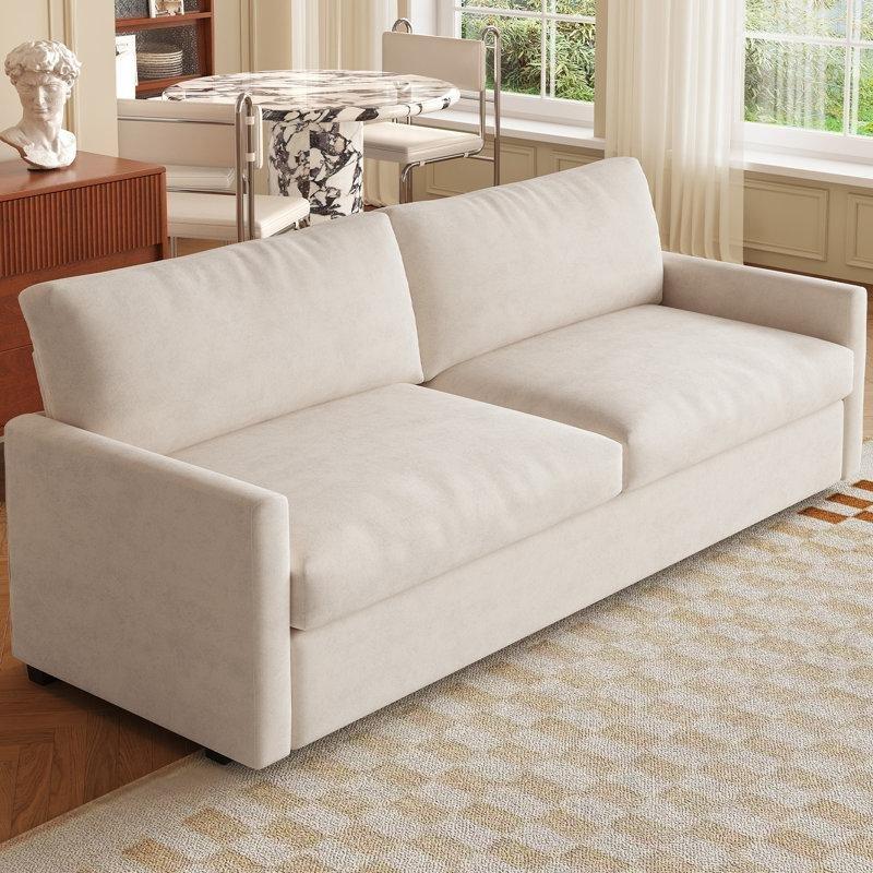 Krem Beyaz Ahşap Yuvarlak Kolçaklı İkili Koltuk - 178x77x85 cm - 208014