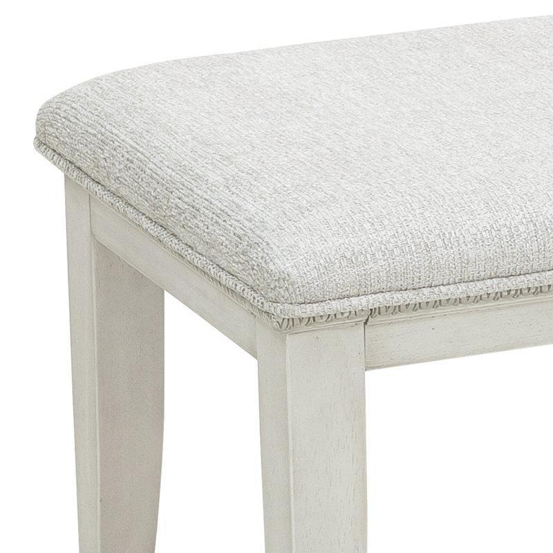 Krem Beyaz Kauçuk Ağacı Masif Döşemeli Konik Bacaklı Makyaj Masası Pufu - 56x44x46 cm - 233674