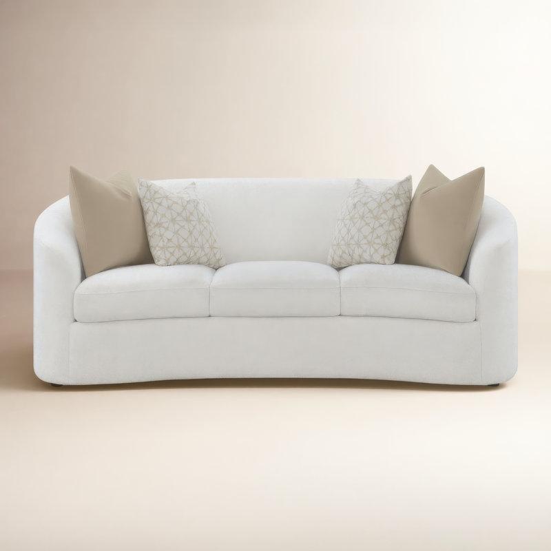 Krem Bukle Kumaş Eğimli Kolçaklı Üçlü Koltuk - 225 cm - 194977