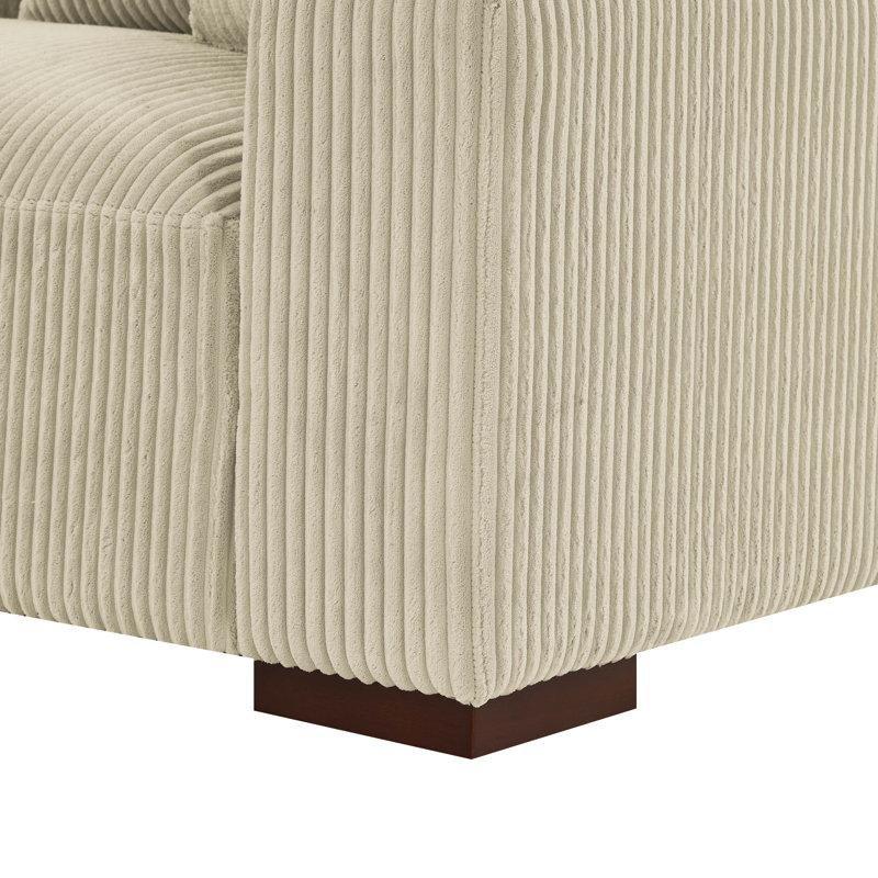 Krem Fitilli Kumaş Ayarlanabilir Başlıklı Sol Köşe Koltuk Takımı - 291x171 cm - 194114