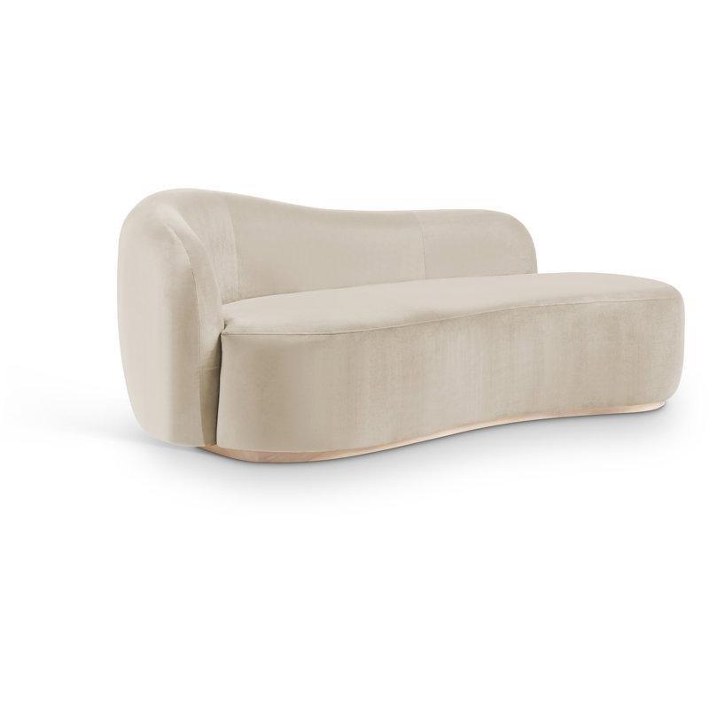 Krem Kadife Art Deco Tasarım Ahşap Josephine Koltuk - 196 cm - 190081