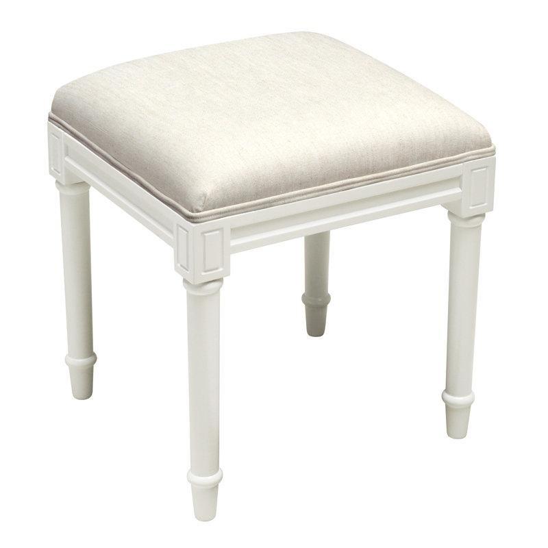 Krem Masif Ahşap Katlanabilir Eskitme Boyalı Makyaj Masası Pufu - 49 cm - 232897