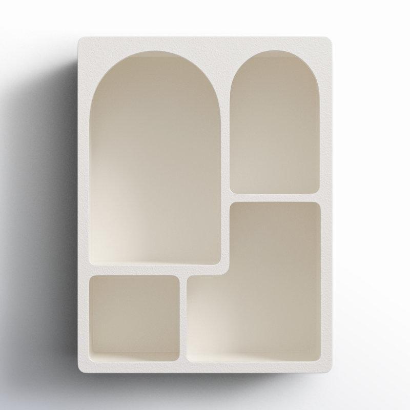 Krem MDF 4 Raflı Kemerli Tasarım Duvar Rafı - 80x61 cm - 180111