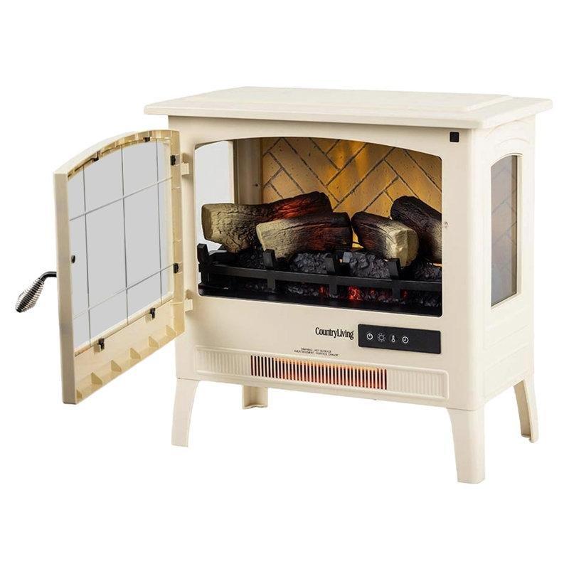 Krem Metal Akıllı Wi-Fi Kontrollü 3 Taraflı Soba Tipi Elektrikli Şömine - 61x60 cm - 184242