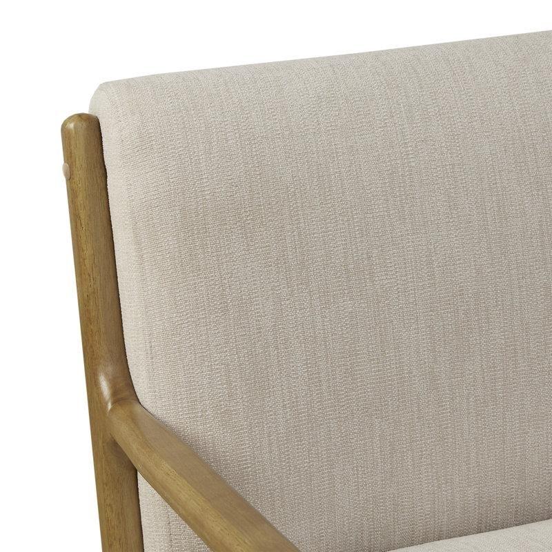 Krem Rengi Kumaş Döşemeli Masif Ahşap Kollu 2li Set Tekli Koltuk - 70x84 cm - 204714