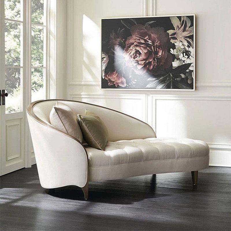 Krem Rengi Kumaş Masif Huş Ağacı Kapitoneli Tek Kollu Josephine Koltuk - 170x75 cm - 190067