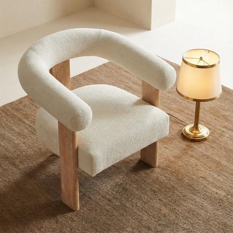 Krem Şönil Kauçuk Ağacı 3 Ayaklı 2li Set Fıçı Tekli Koltuk - 202293