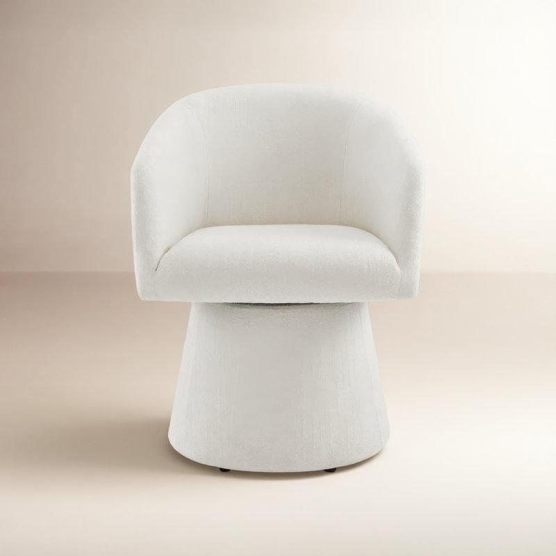 Krem Şönil Kumaş Metal Ayaklı Döner Fıçı Sırtlı Tekli Koltuk - 203595