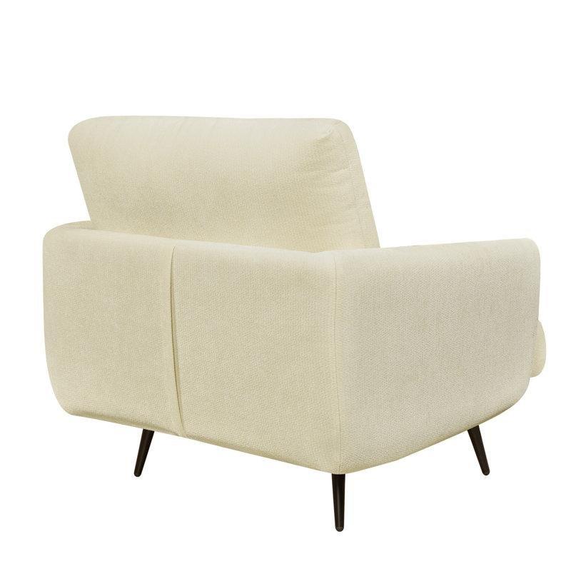 Krem Şönil Kumaş Metal Ayaklı Gömme Kollu Geniş Tekli Koltuk - 96 cm - 203797