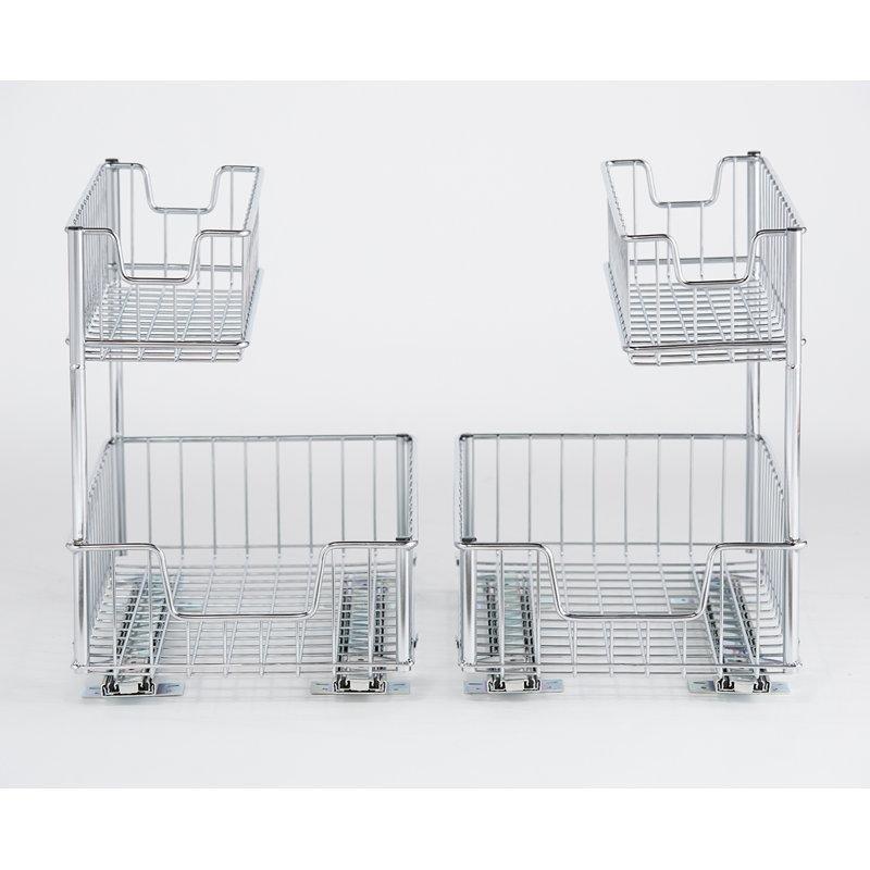 Krom Çelik 2 Katlı Sürgülü Dolap İçi Raf 2li Set - 183577