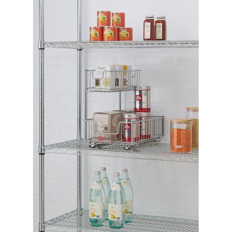 Krom Çelik 2 Katlı Sürgülü Dolap İçi Raf 2li Set - 183577