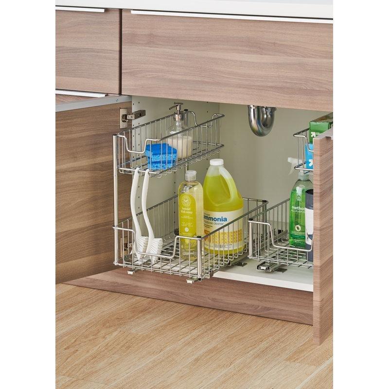 Krom Çelik 2 Katlı Sürgülü Dolap İçi Raf 2li Set - 183577