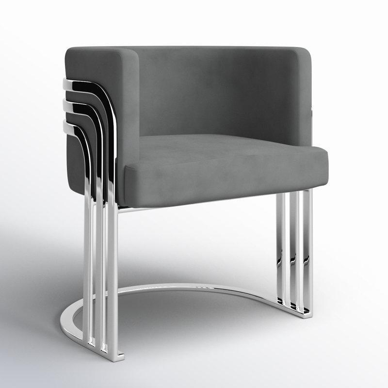Krom Metal Ayaklı Kadife Fıçı Tasarım Tekli Koltuk - 64 cm - 203332