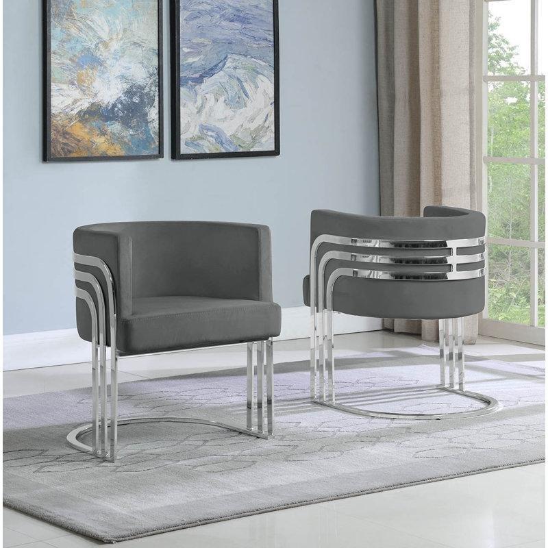 Krom Metal Ayaklı Kadife Fıçı Tasarım Tekli Koltuk - 64 cm - 203332