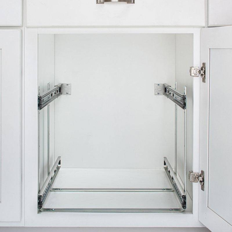 Krom Metal İki Katlı Bilyeli Raylı Dolap İçi Raf - 46x56x49 cm - 183760