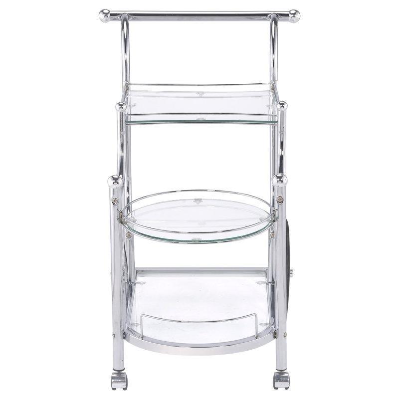 Krom Metal ve Cam 3 Raflı Tekerlekli Dikdörtgen Servis Arabası - 83x49 cm - 178173