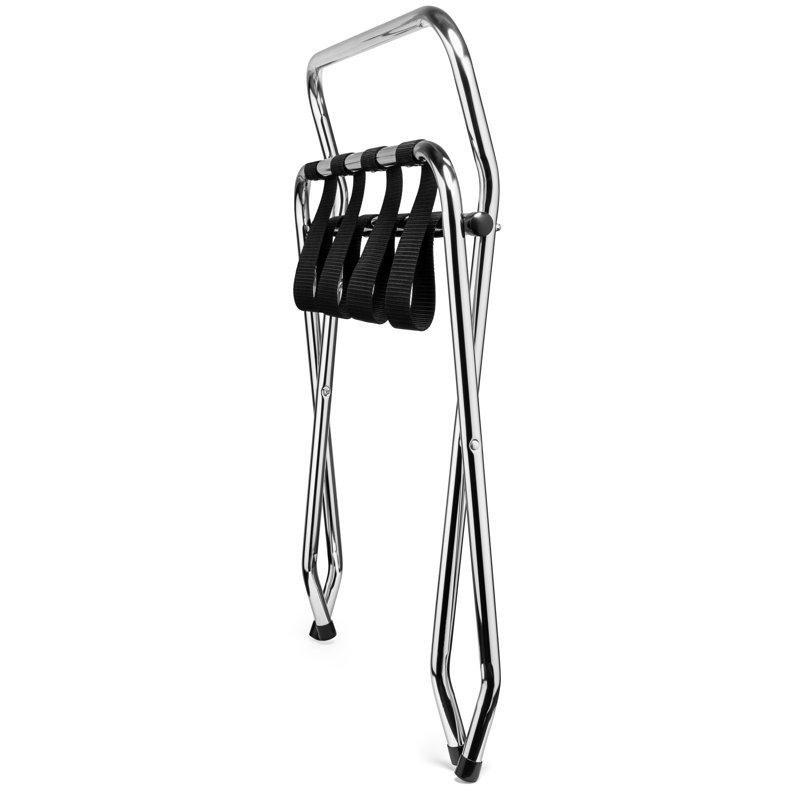 Krom Metal Yüksek Sırtlı Katlanabilir Valiz Sehpası - 63x49x67 cm - 187105