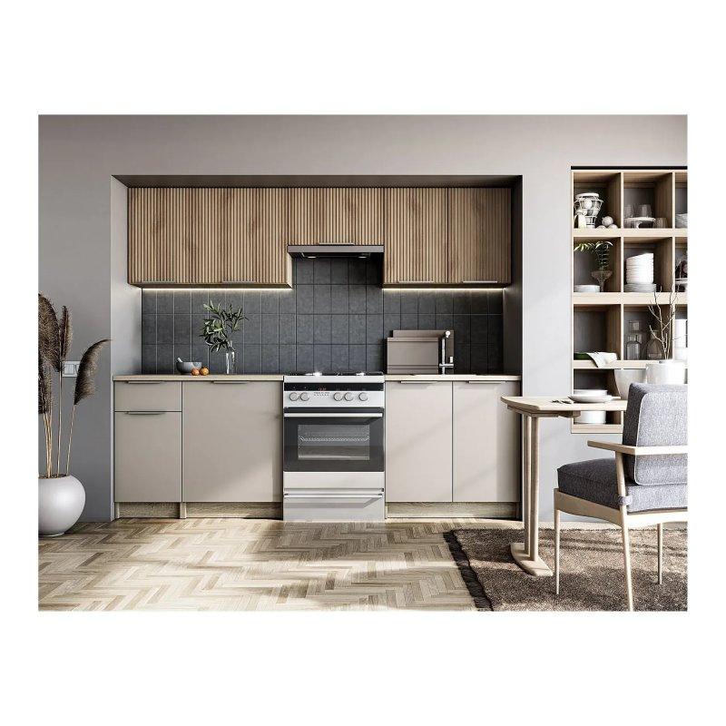 Kül Grisi ve Sonoma Meşe MDF 8 Kapaklı 1 Çekmeceli Mutfak - 240 cm - 186688