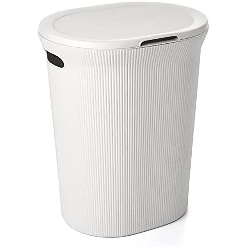 Kulplu Kapaklı Nervürlü Plastik Çamaşır Sepeti - 187889