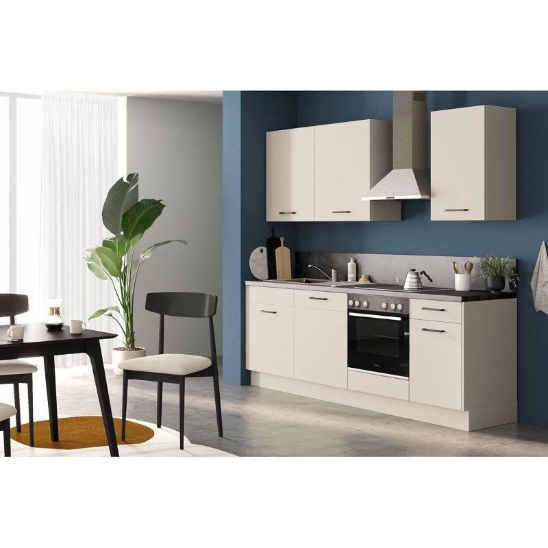 Kum Rengi ve Arduvaz Gri Cihazlı Frenli Kapaklı Mutfak Modeli - 225 cm - 185243