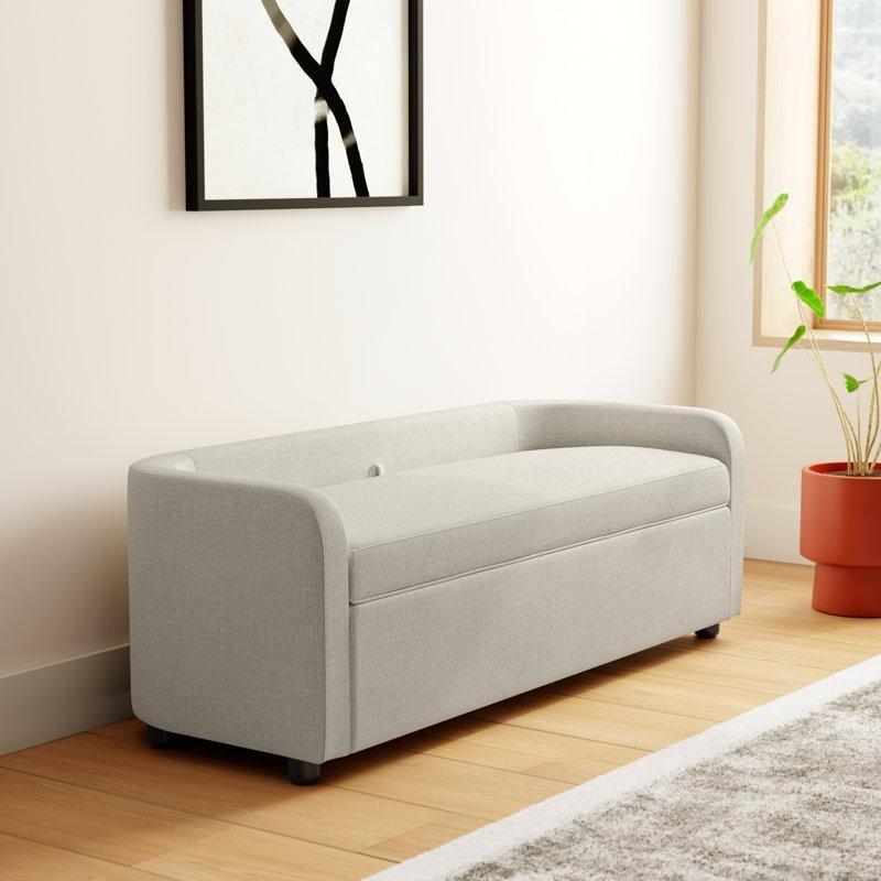 Kumaş Döşemeli Siyah Masif Ahşap Ayaklı Sandıklı Bench - 154 cm - 164638