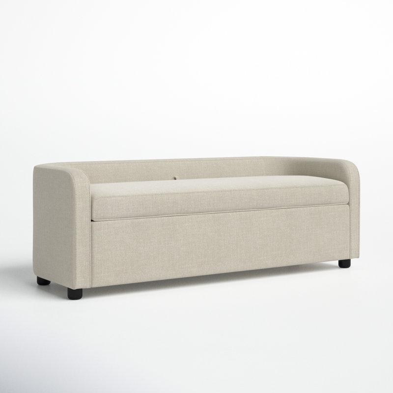 Kumaş Döşemeli Siyah Masif Ahşap Ayaklı Sandıklı Bench - 154 cm - 164638
