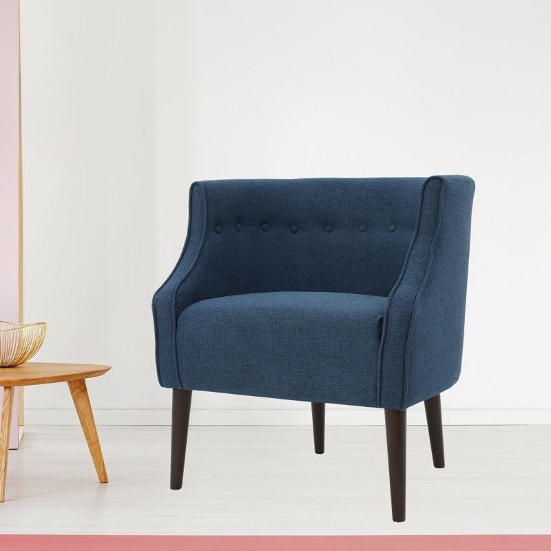 Kumaş Düğme Kapitoneli Huş Ahşap Ayaklı Tekli Koltuk - 74 cm - 204890