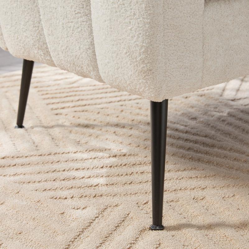 Kumaş Kapitoneli Oval Tasarımlı Metal Ayaklı İkili Koltuk - 128 cm - 206863