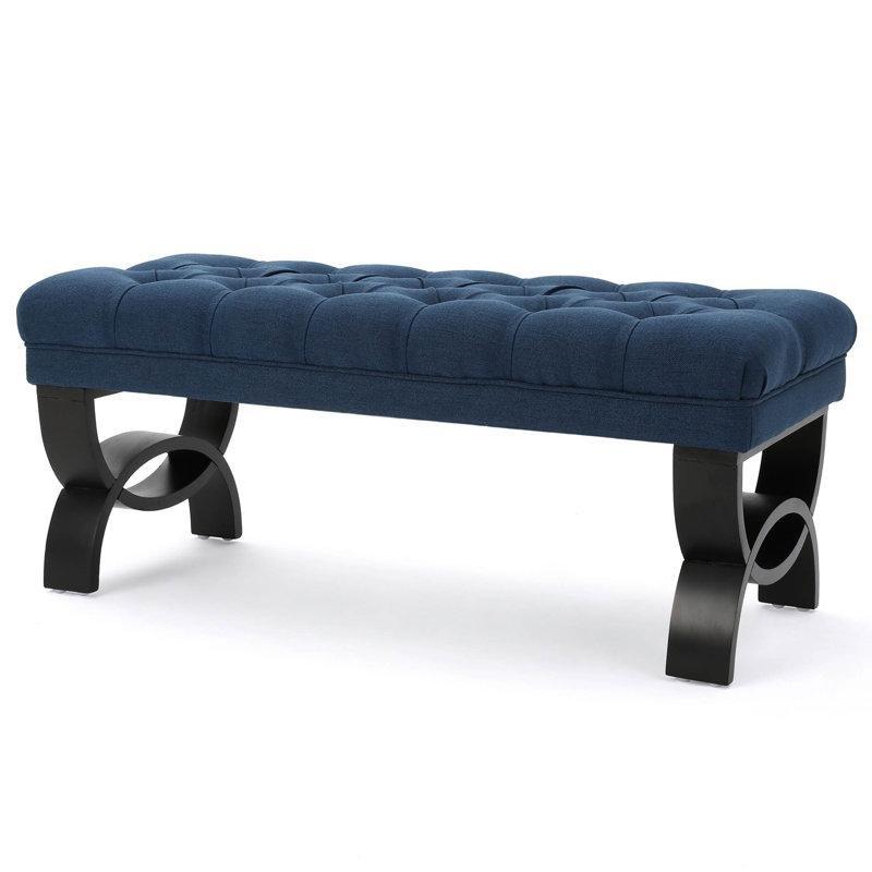 Kumaş Kapitoneli Yarım Daire Huş Ağacı Ayaklı Bench - 105 cm - 164512