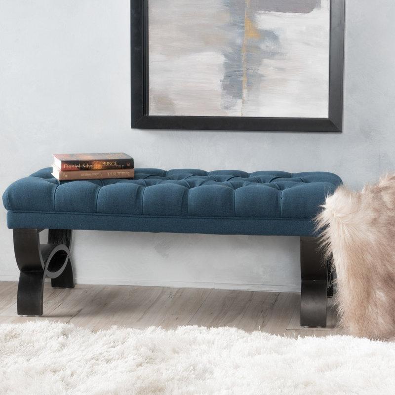 Kumaş Kapitoneli Yarım Daire Huş Ağacı Ayaklı Bench - 105 cm - 164512