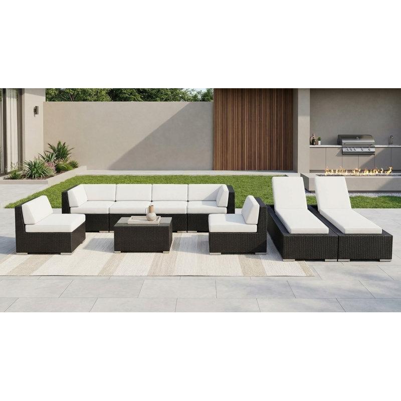 Kurulum Gerektirmeyen Modüler Rattan 9 Parça Minderli Bahçe Takımı - 212163