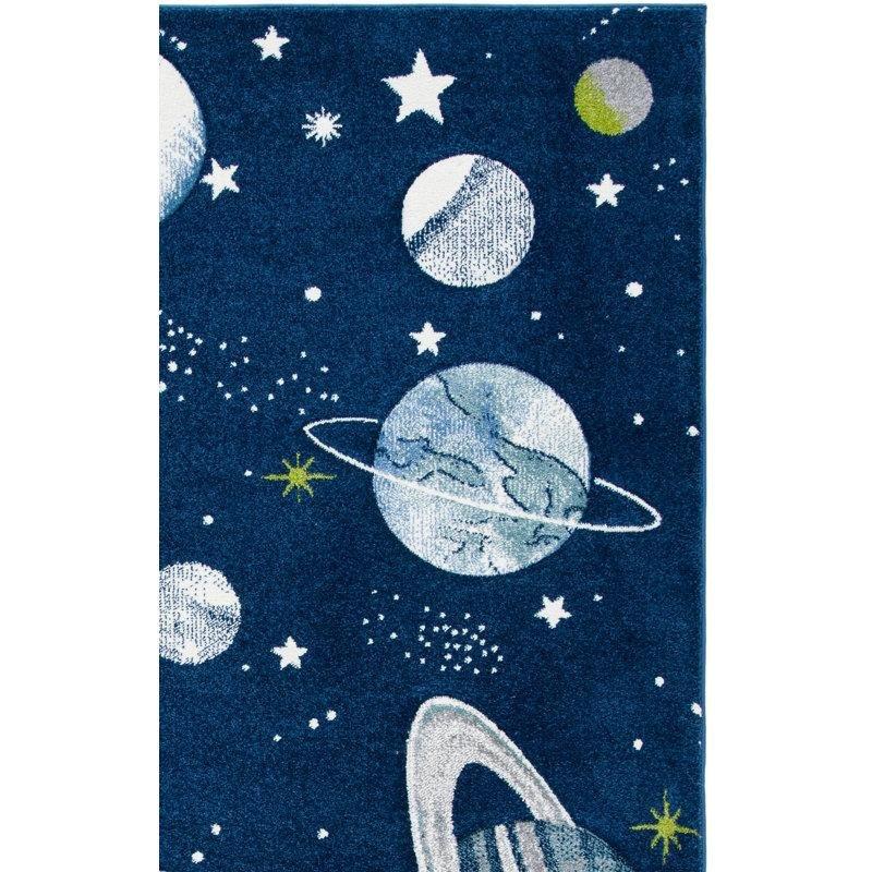 Lacivert Fildişi Astroloji Temalı Kaymaz Tabanlı Leke Tutmaz Oyun Halısı - 161x229 cm - 182662