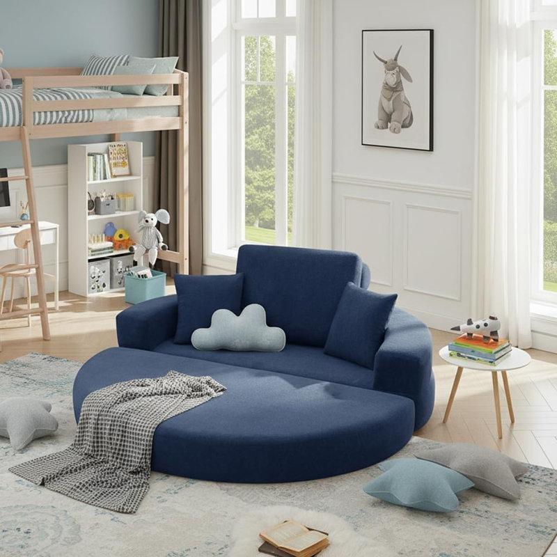 Lacivert Kadife Yatak Olabilen İkili Koltuk - 181 cm - 207711