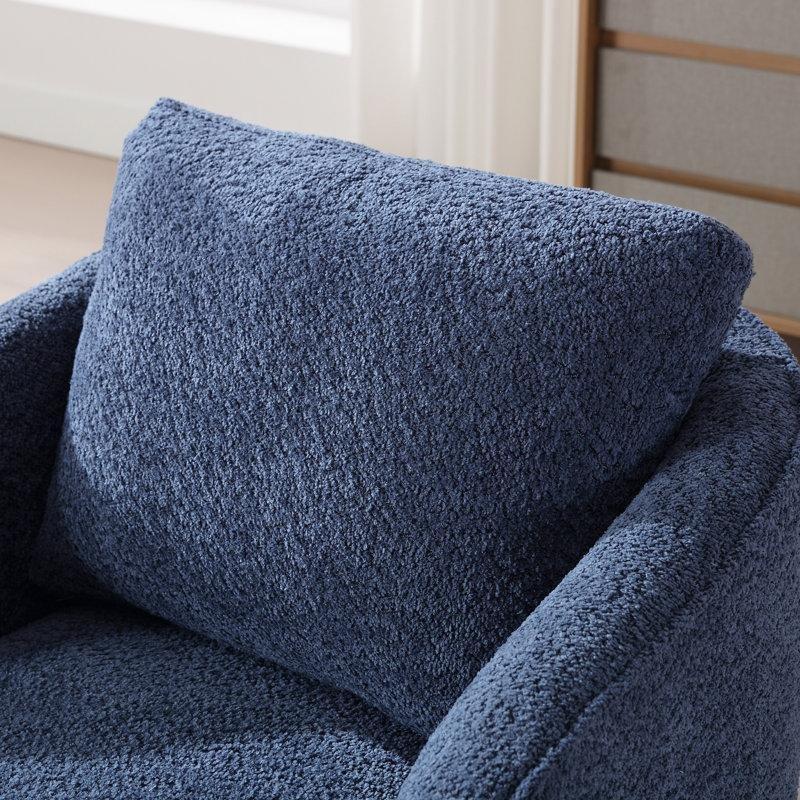 Lacivert Kumaş Döner Yastıklı Fıçı Tekli Koltuk 2li Set - 77 cm - 203577