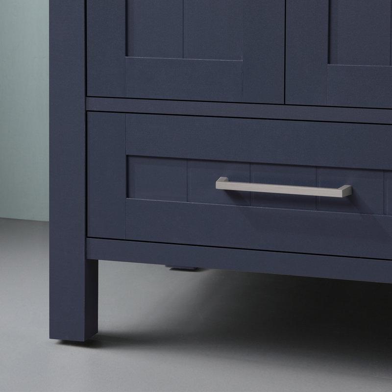 Lacivert Masif Ahşap Çekmeceli Endüstriyel Taş Tezgahlı Banyo Lavabo Dolabı - 62 cm - 199020