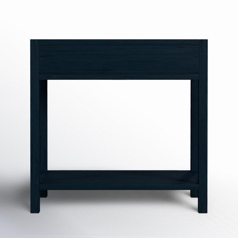 Lacivert Masif Akasya Gold Kuluplu Tek Çekmeceli Raflı Komodin - 77x77 cm - 223093