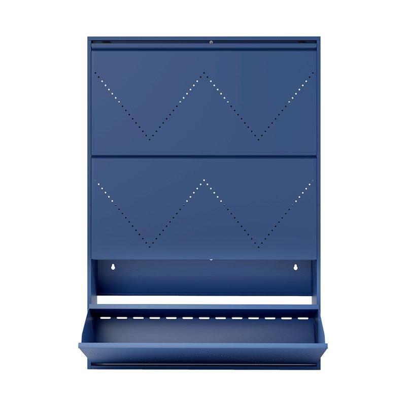 Lacivert Metal Chevron Desenli Duvara Monte Düşer Kapak Ayakkabılık - 81x15x108 cm - 229813
