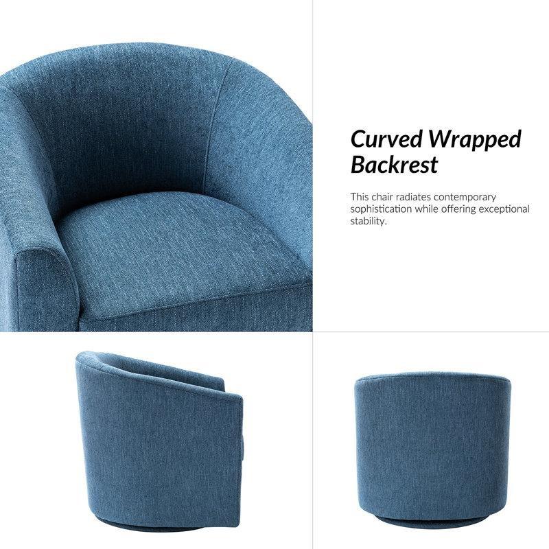 Lacivert Polyester Ahşap Döner 2li Set Tekli Koltuk - 204644