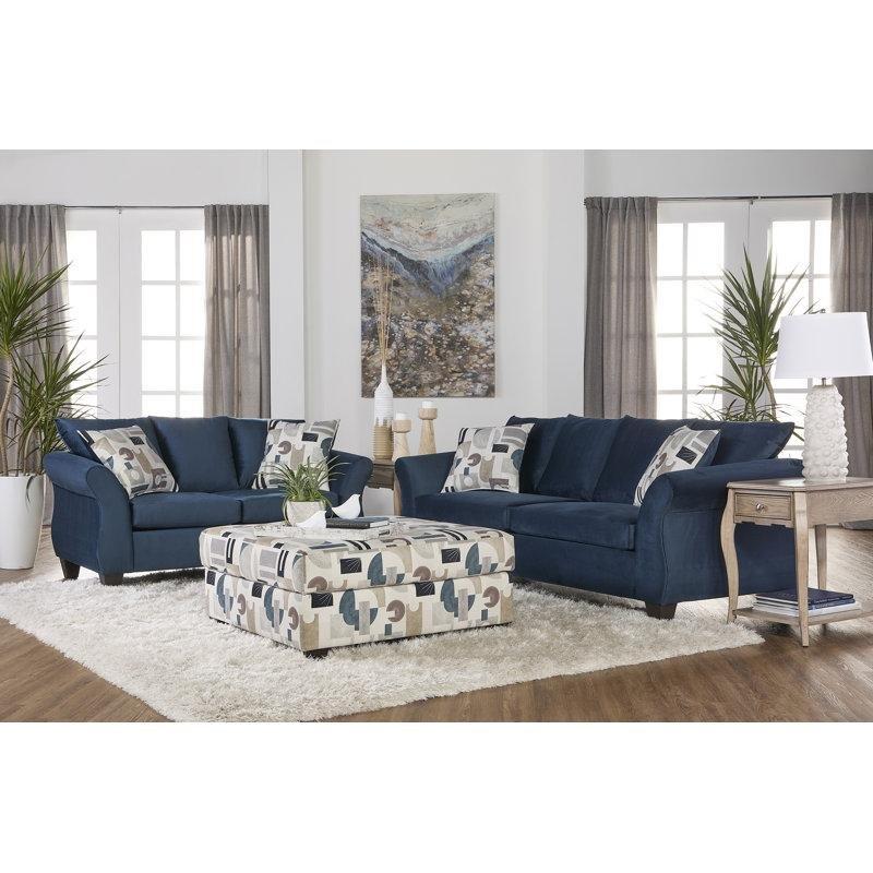 Lacivert Polyester Kıvrımlı Kolçaklı İkili Koltuk - 155 cm - 206786