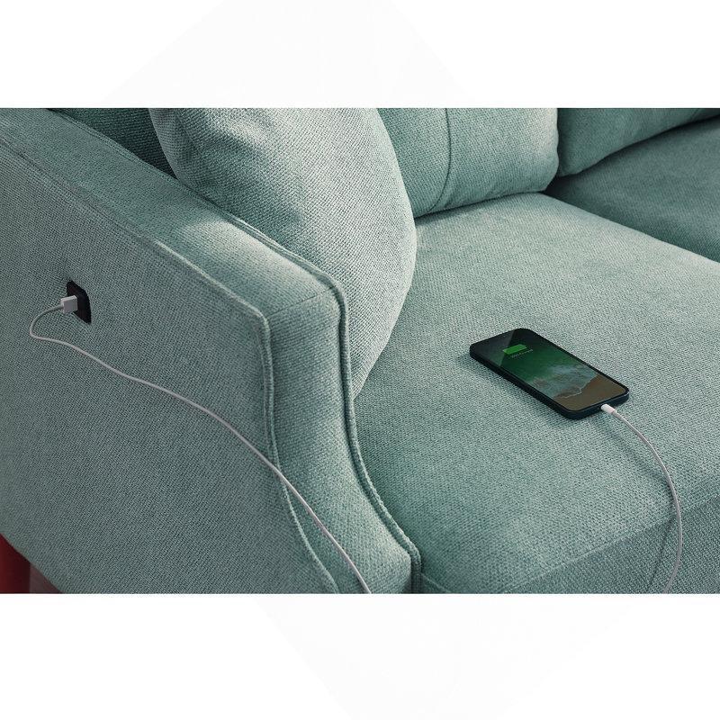 Lacivert Polyester Kumaş Dahili USB Portlu Kapitoneli İkili Koltuk - 179x83x89 cm - 205386