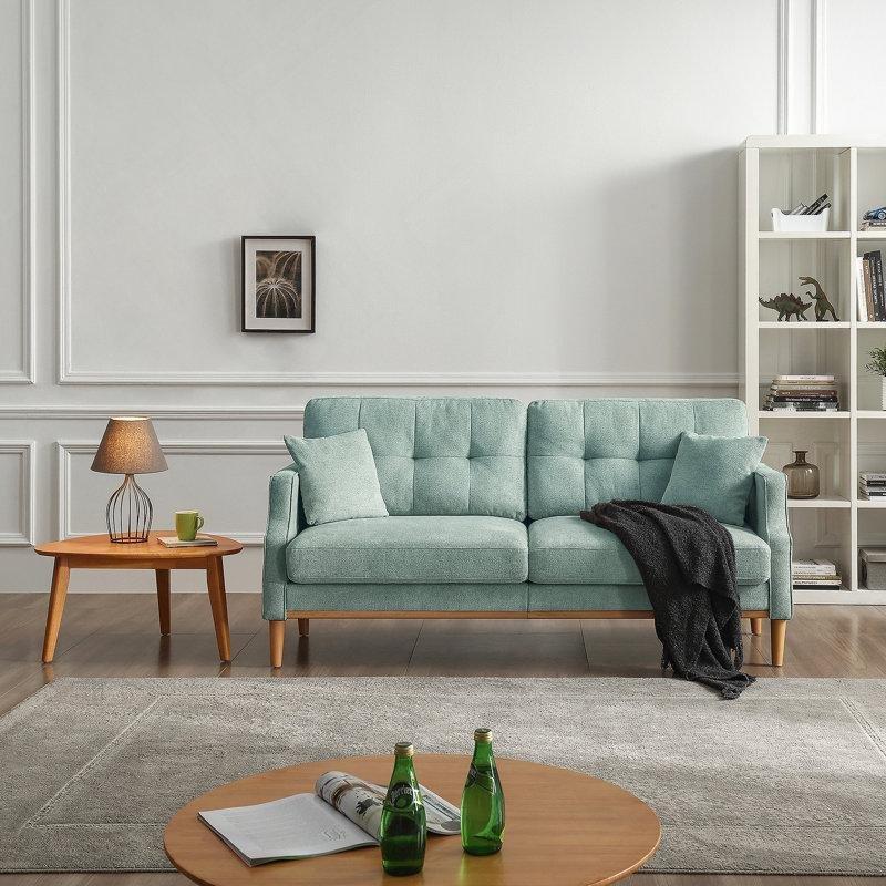 Lacivert Polyester Kumaş Dahili USB Portlu Kapitoneli İkili Koltuk - 179x83x89 cm - 205386