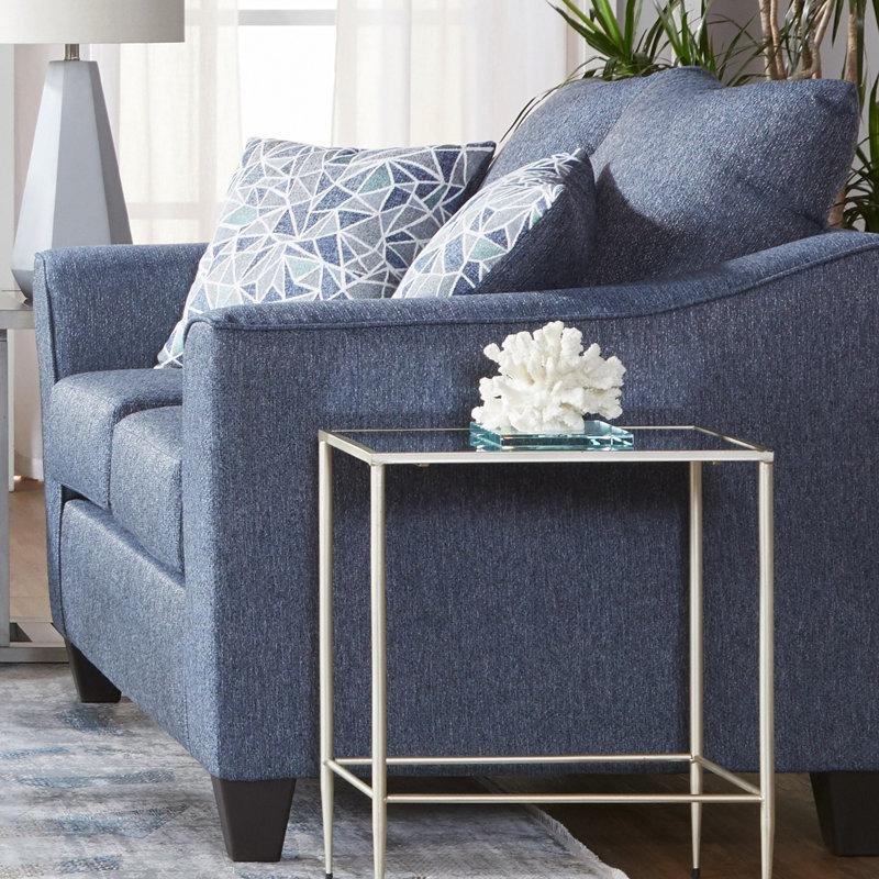 Lacivert Polyester Kumaş Kırlentli İkili Koltuk - 153 cm - 205590