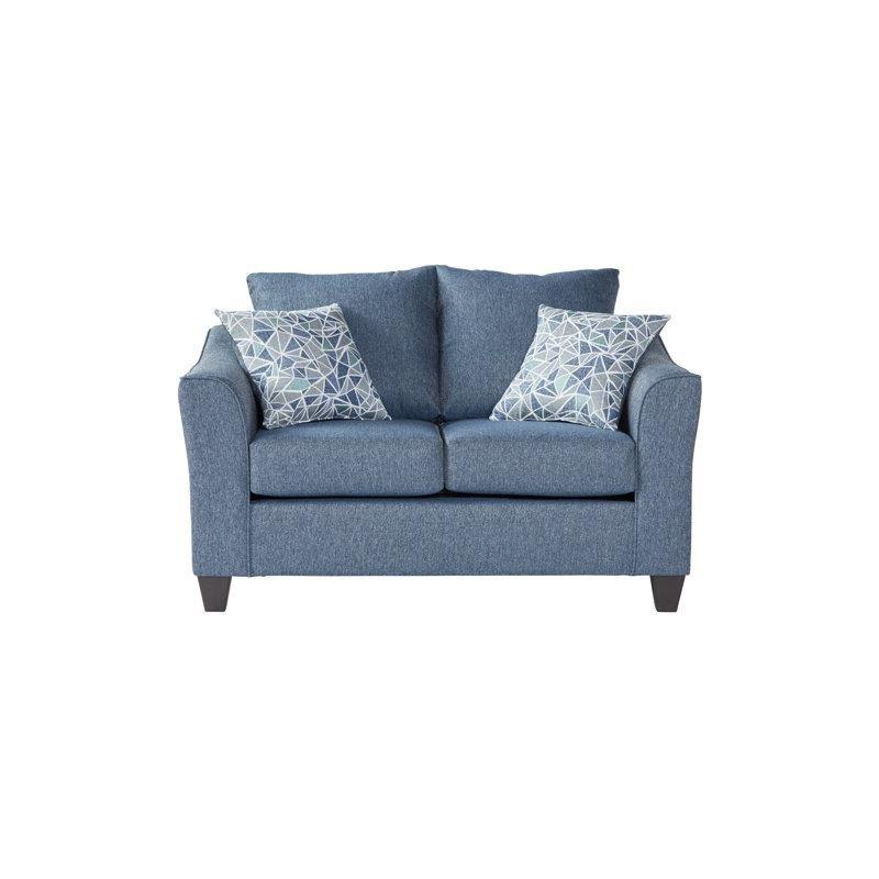 Lacivert Polyester Kumaş Kırlentli İkili Koltuk - 153 cm - 205590