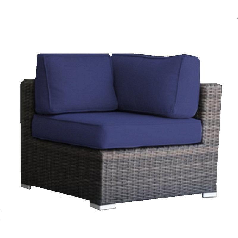 Lacivert Sunbrella Minderli Kahverengi Rattan 8 Kişilik Modüler Köşe Bahçe Takımı - 209051