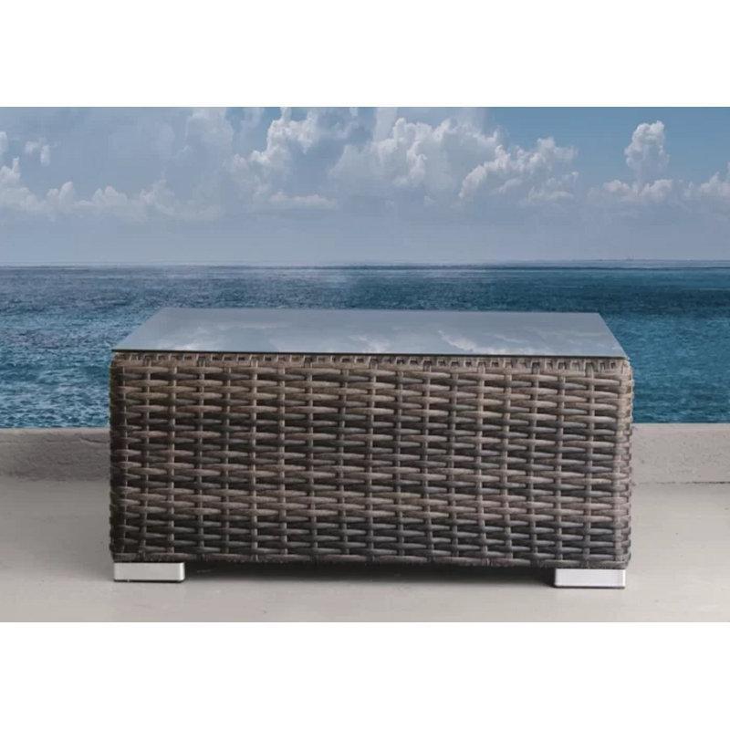 Lacivert Sunbrella Minderli Kahverengi Rattan 8 Kişilik Modüler Köşe Bahçe Takımı - 209051