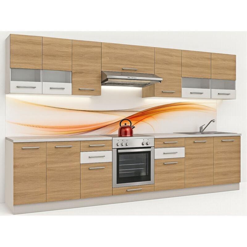 Lake Beyaz ve Ahşap 10 Parça Ankastre Fırın Bölmeli Mutfak Modeli - 300 cm - 186157