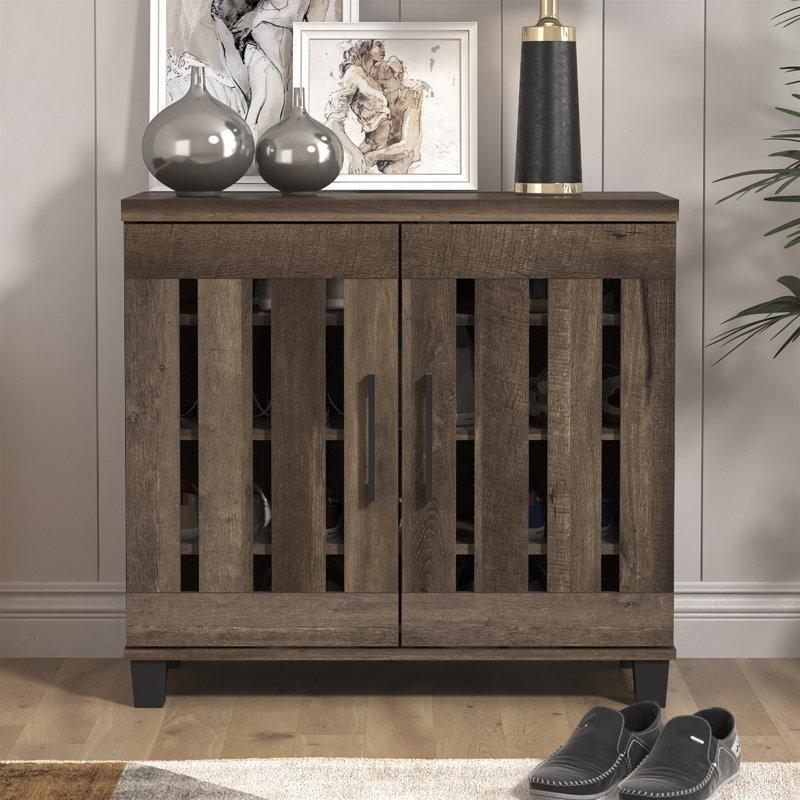 Lamel Kapaklı Ahşap Ayakkabılık Dolabı - 77x34 cm - 229497